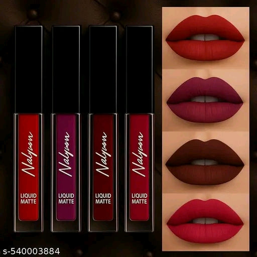 💄 Nalyon™ Liquid Matte Lipstick – Set of 4 Shades